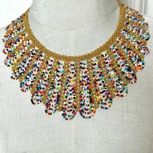 Colorful beaded collar necklace